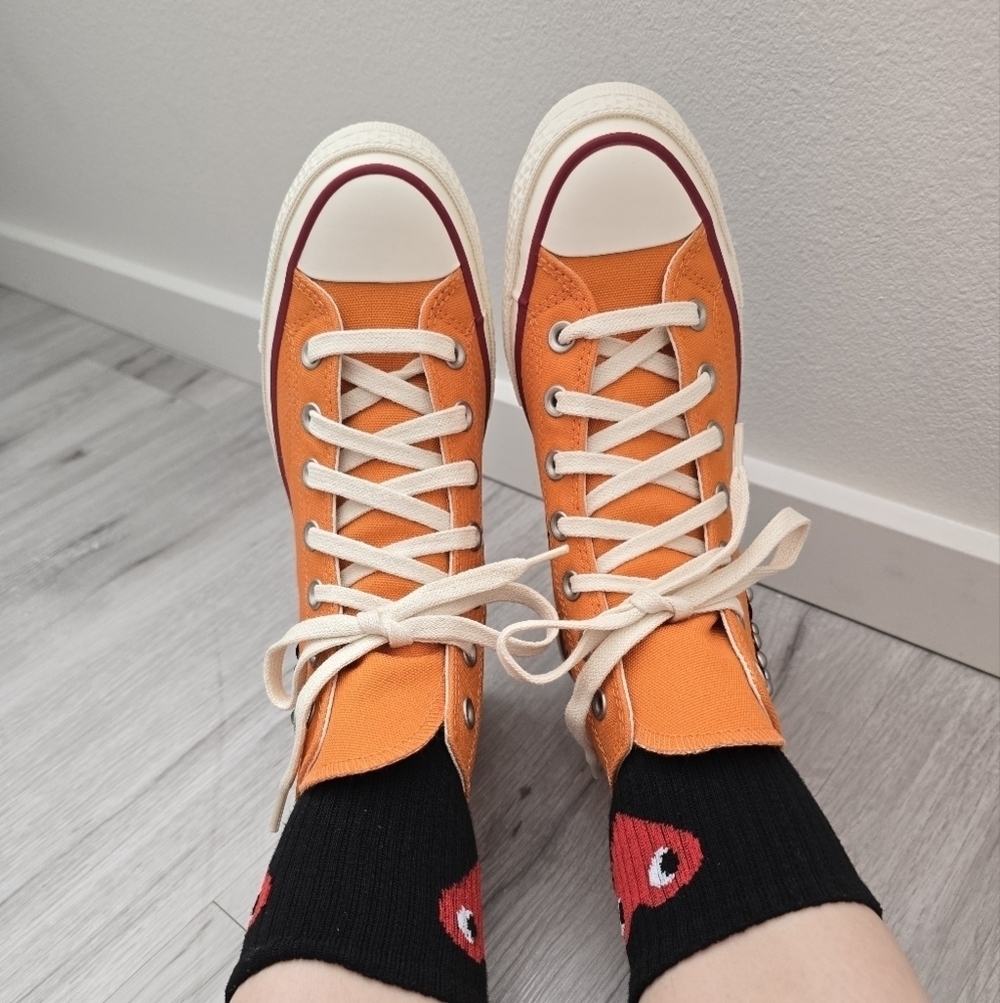 Converse × Come Tees Chuck 70s Star Path orange canvas hi-top sneakers WMS 6.5 - Picture 4 of 17